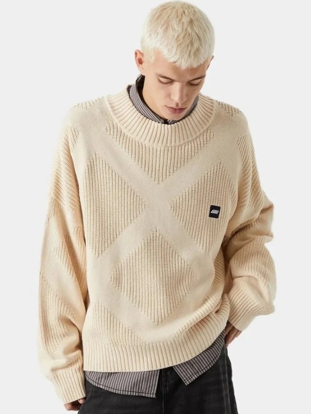 EmeStudios Rhomb Knit Sweater Crewneck in Cream